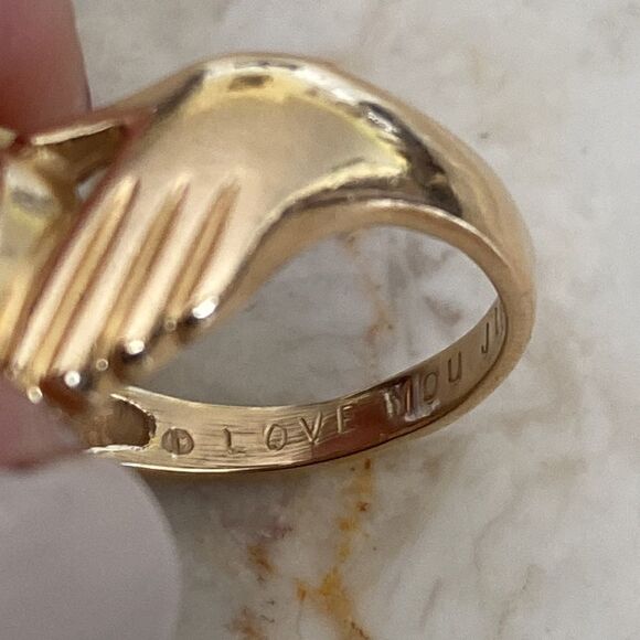 14K & Diamonds Heavy Custom Irish Claddagh Ring - Picture 10 of 14